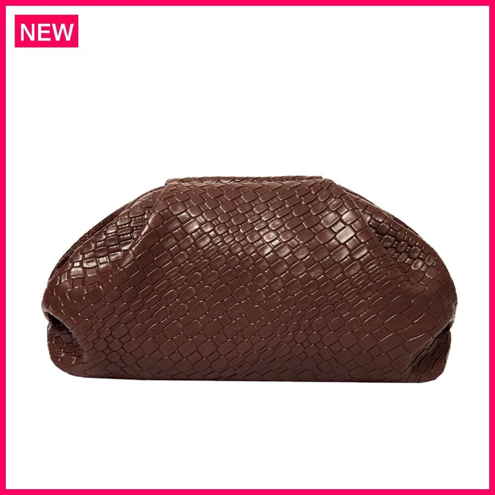 Woven Pu Leather Clutch Evening Bag For Parties Weddings Cocktail